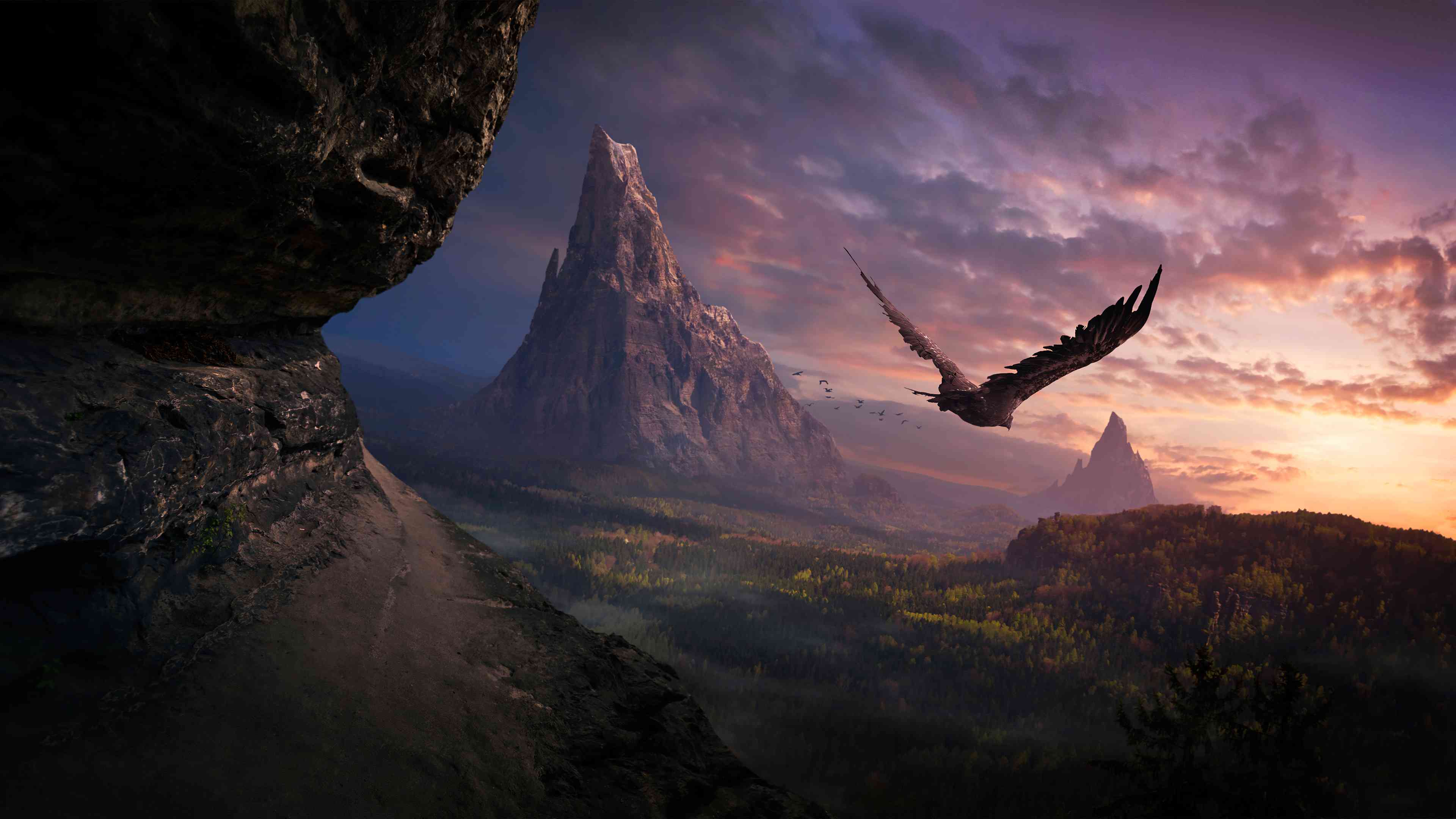 Soaring Eagle in Mountain Area. Perfect for Desktop View | MirrorLog